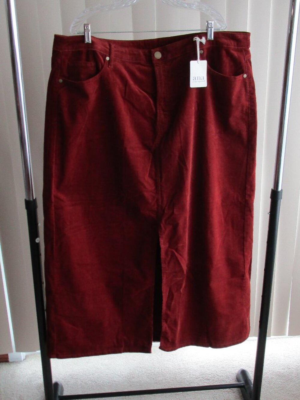 ANA Long Corduroy Skirt Woman 20W - rust orange-red